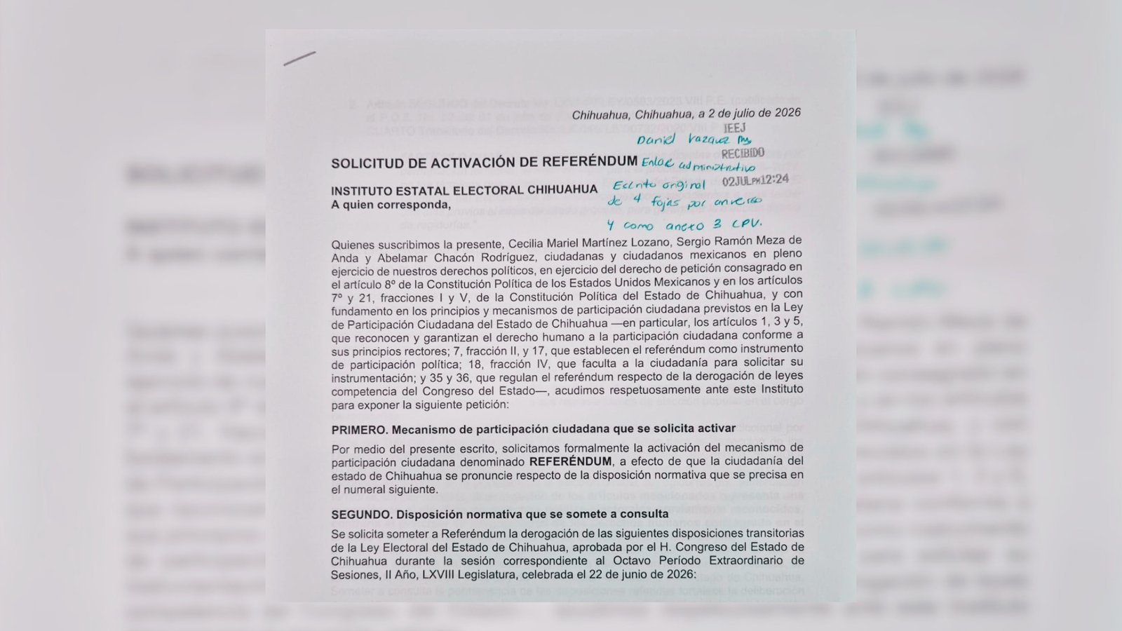 Solicitan referéndum ante IEE por eliminación de elección directa de regidurías